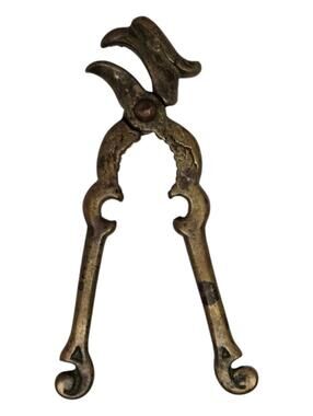 Vintage Solid Brass Parrot Head Shape Nutcracker, Decorative 7-in Utensil